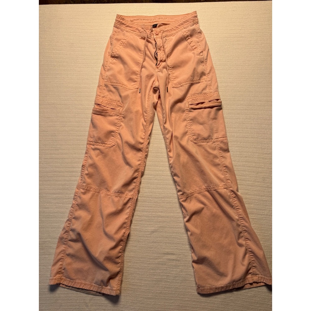 American Eagle Peach Coral Cargo Pants Wide Leg Utility Trousers Women 2 Regular